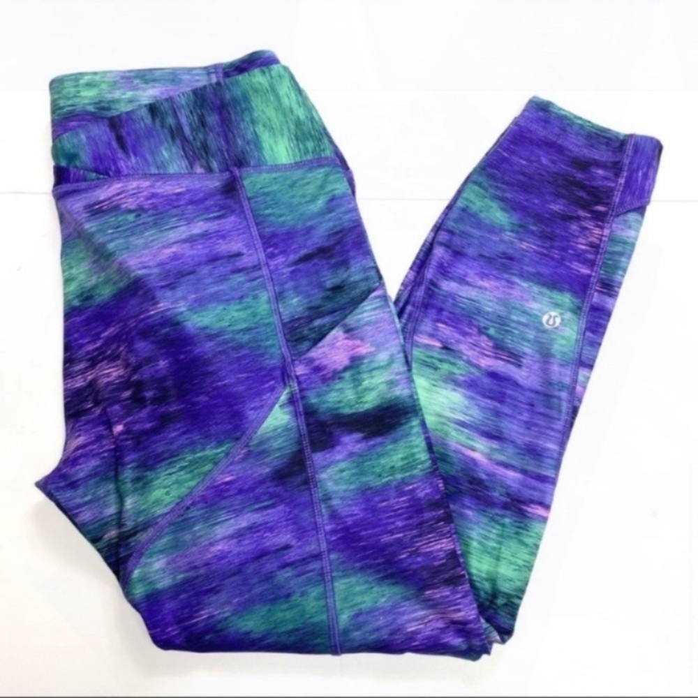 LULULEMON Time to Shine Tight Leggings Rio Nights Multi Purple Green Size 10 - Picture 8 of 10